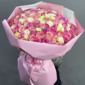 Букет из 151 кенийской розы микс (40 см) в Красноармейске