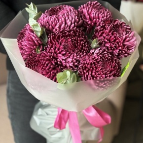 Букет "Виноградный" из 7 хризантем Бигоуди в Красноармейске