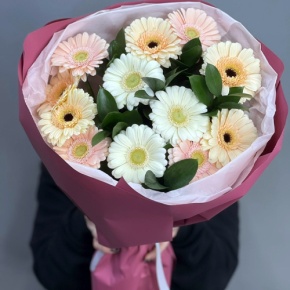 Букет из 13 белых гербер микс в Красноармейске