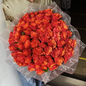 Букет 75 огненных роз (40 см) в Красноармейске
