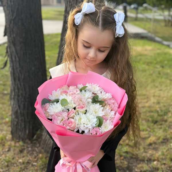 Букет из хризантем, эустом и роз в Красноармейске