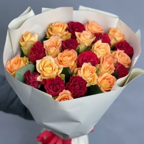 Букет "Прайм" из 25 роз Оранж и Эль Торо (50 см) в Красноармейске