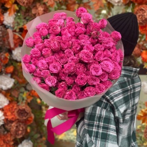 Букет из 35 малиновых кустовых пионовидных роз (60 см) в Красноармейске