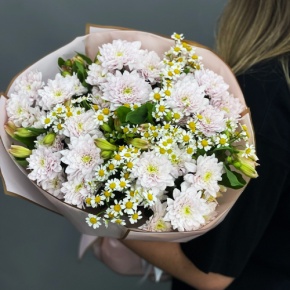 Букет "Сиэтл" из хризантем, альстромерий и ромашек в Красноармейске