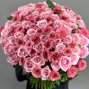 Нежный букет из 101 розы Риджентс парк и Аваланж микс  (70 см) в Красноармейске