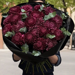 Букет из 21 винной хризантемы Бигоуди в Красноармейске