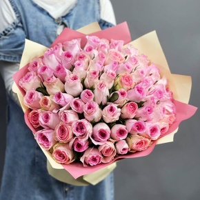 Букет из 75 розовых роз кения (40 см) в Красноармейске
