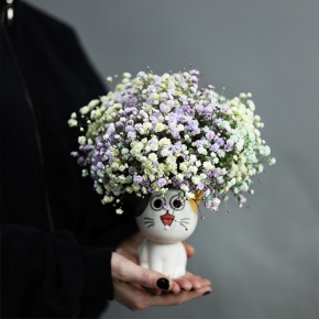 Композиция из гипсофил в керамическом кашпо в Красноармейске